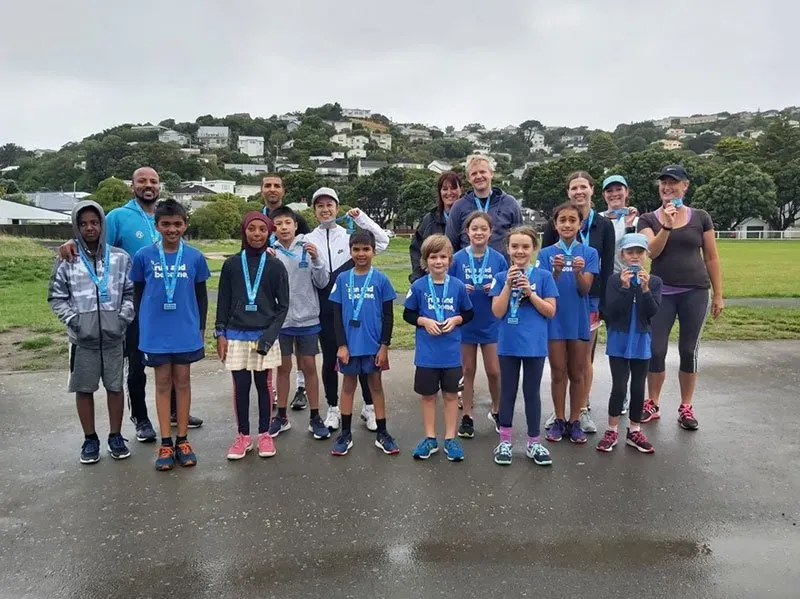 A Wellington Run and Become group participating in Brendan Foot Supersite Round the Bays