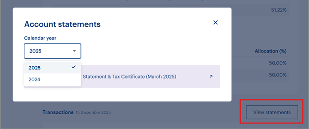Account statements myMAS