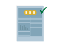 Illustration of papers with a tick for agreed value