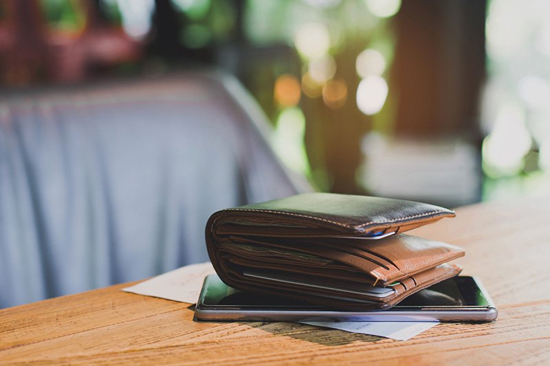 Wallet sitting on a table