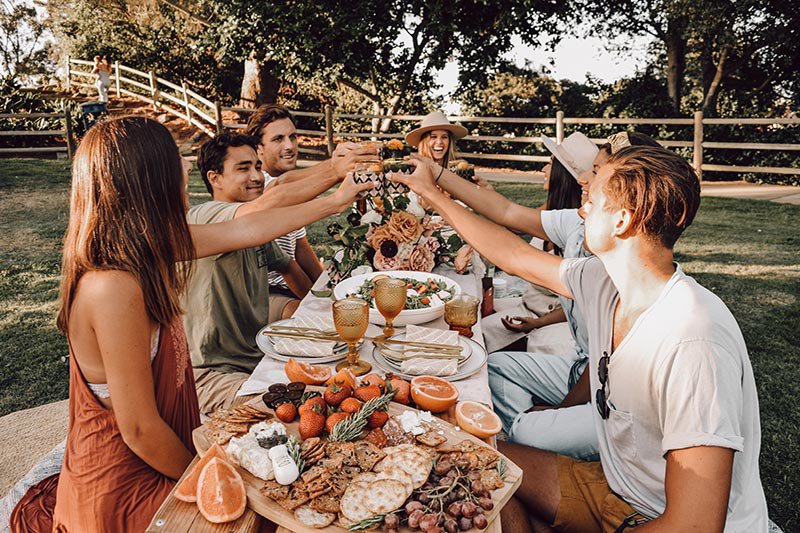 Friends sharing a picnic