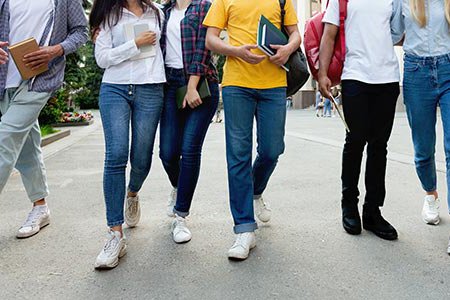 Group of students walking together