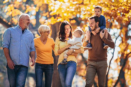 Happy multi-generational family