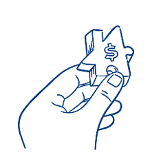 House money in hand illustration