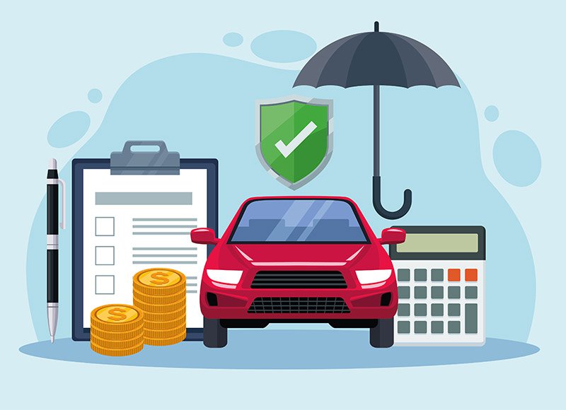 Illustration of a car and calculator to determine costs