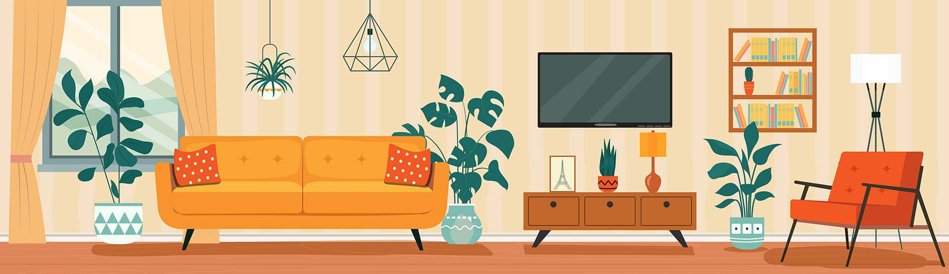 Illustration of living room contents