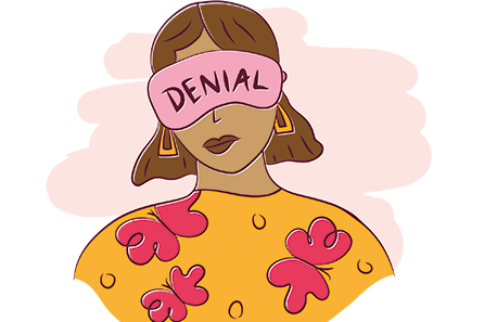 Infographic-image-of-a-woman-wearing-an-eye-mask-that-says-denial-across-it