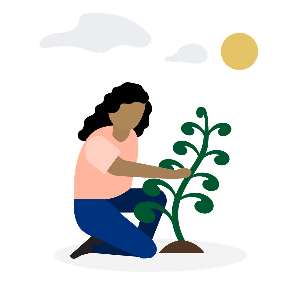 Illustration of a woman planting a tree