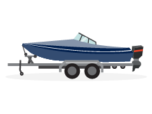 Ilustration of speedboat on trailer for land and marine cover