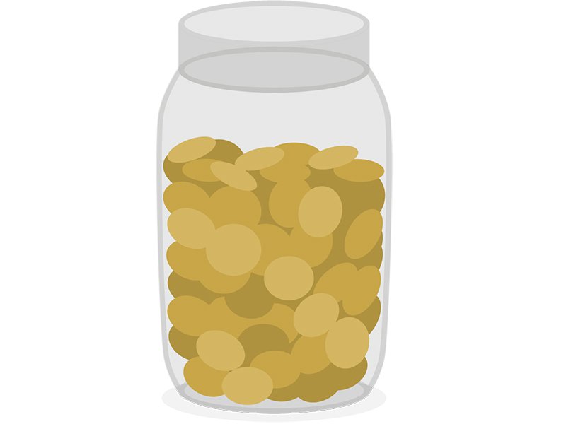 Money jar full of coins