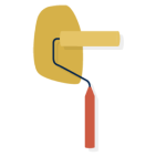 Paint roller applying paint to wall