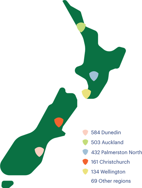 Map of JTC subscribers in New Zealand
