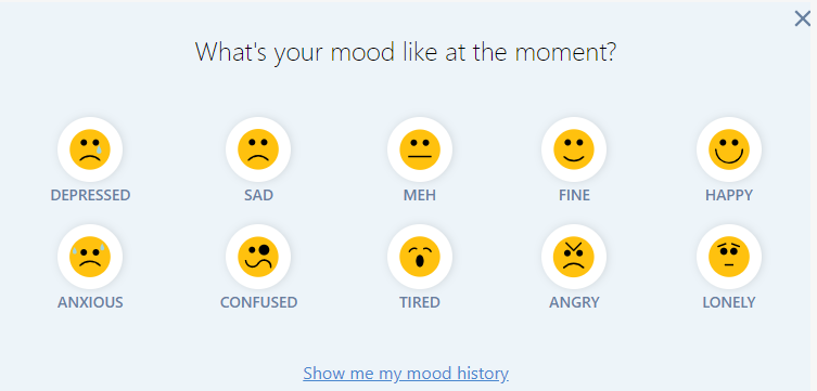 Mood capture displayed in the form of emoticons