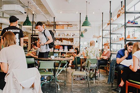 People in a busy cafe