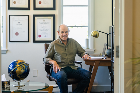 Dr Cameron Lacey in his office
