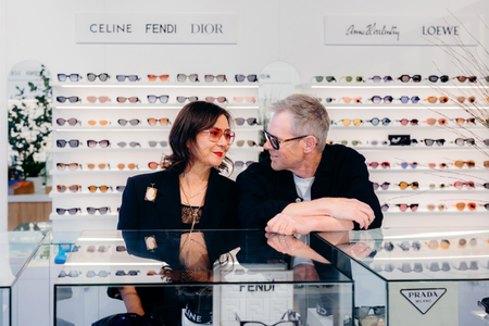 Geoff and Lynne Parker in their optometry business