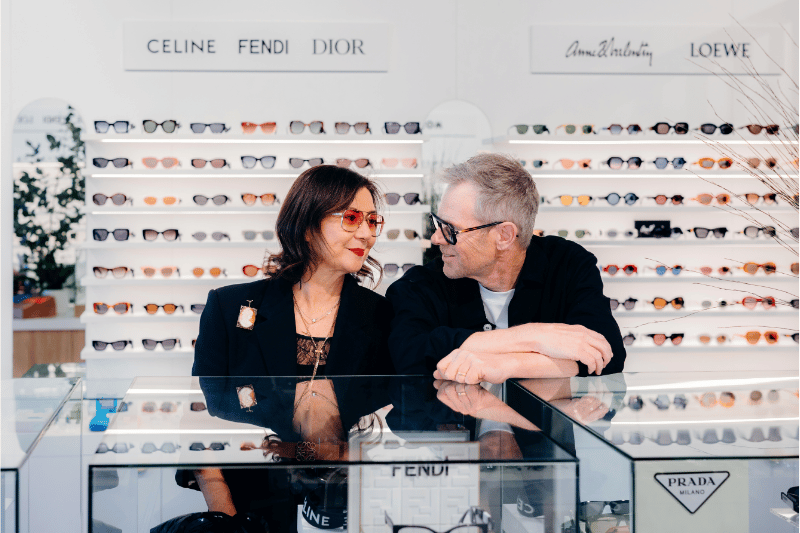 Geoff and Lynne Parker in their optometry business