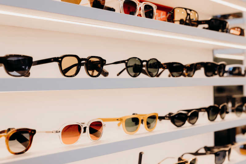 Funky glasses on display in the shop