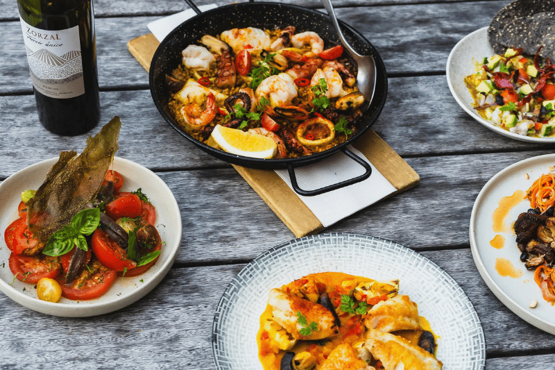 Plates of seafood meals