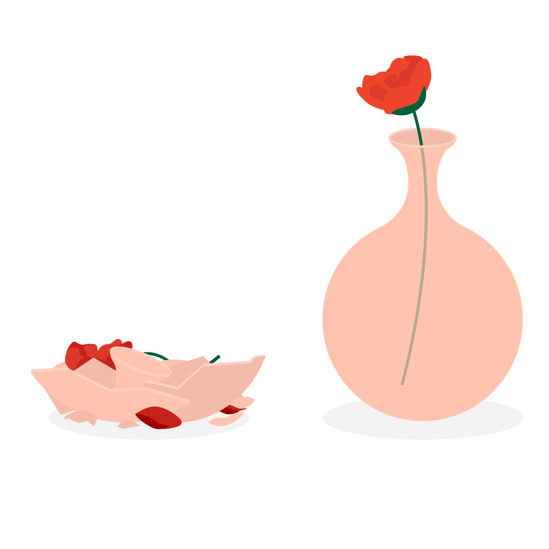Icon of broken and new vase for replacement value