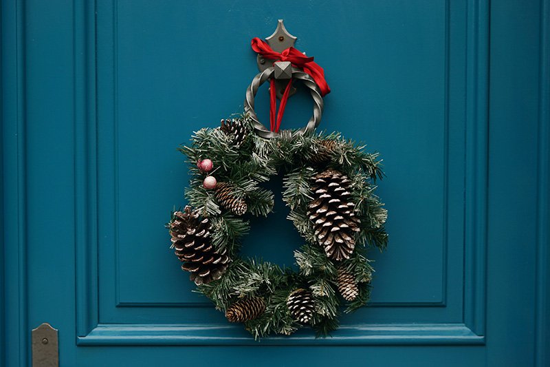 Wreath on Front Door of Home