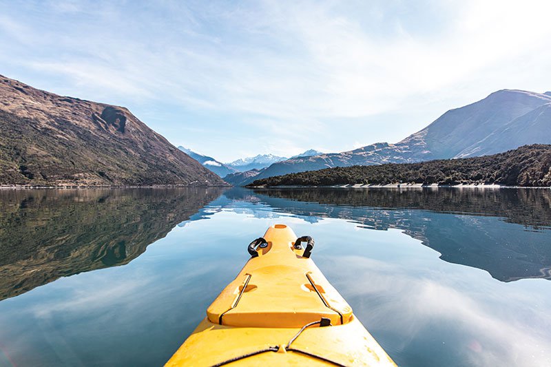 Yellow kayak on Lake Wanaka