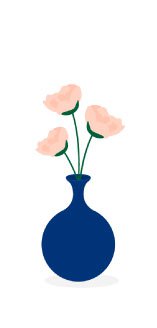 Blue vase with pink flowers
