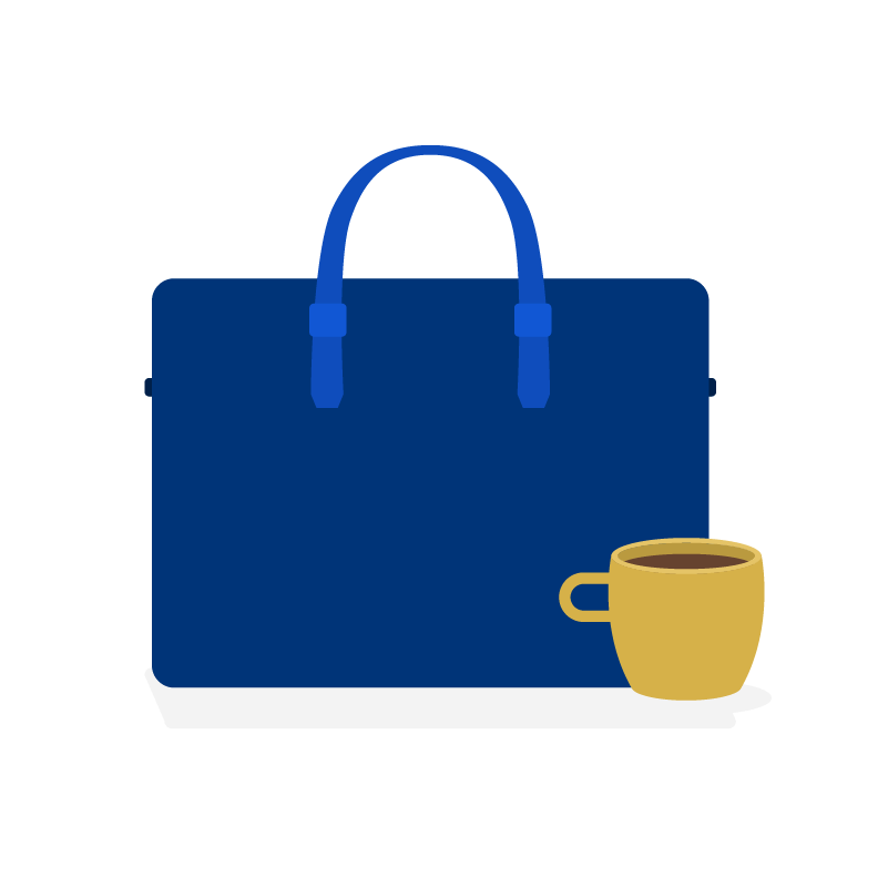 Illustration of a business briefcase and a cup of coffee