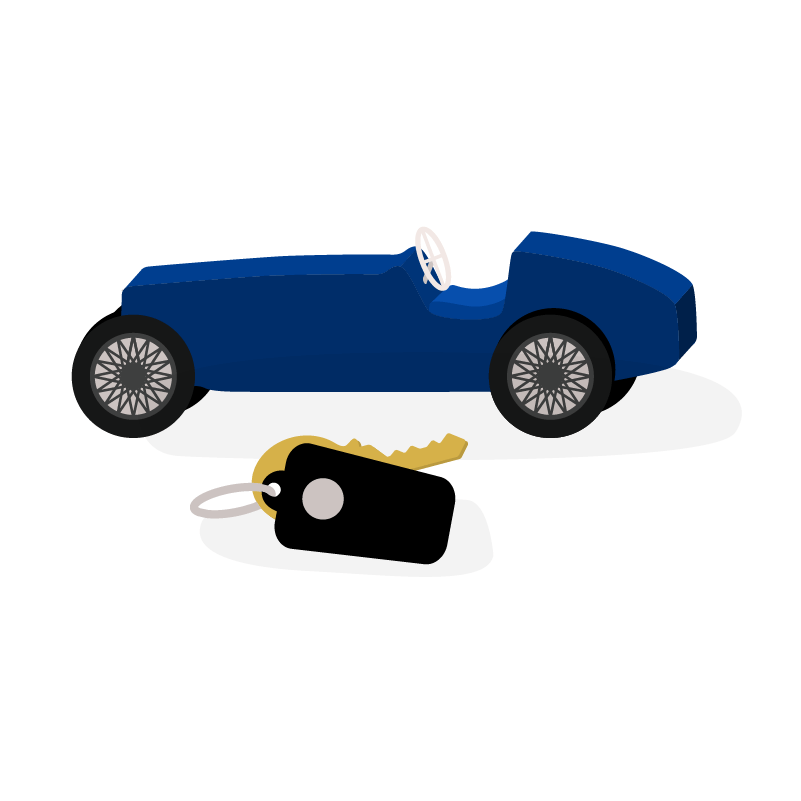 Illustration of a model car and a set of keys