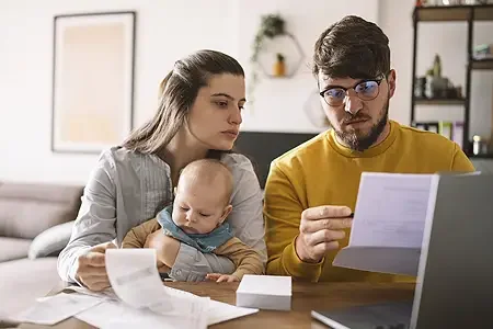 family doing bills - listing
