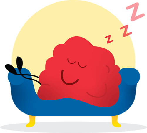 infographic of a brain sleeping on a couch