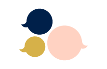 Icon of three different coloured speech bubbles