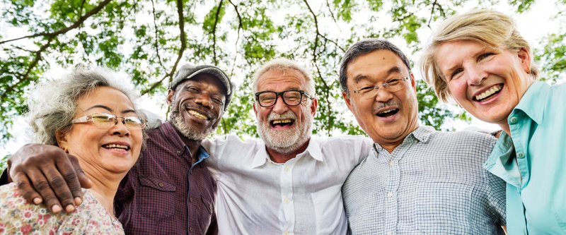older people being happy retired