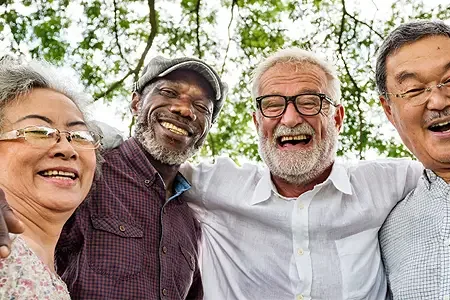 older people being happy retired - listing