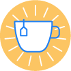 round icon with a tea cup illustration