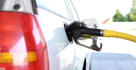 Petrol pump inserted into car