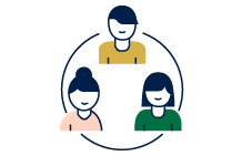 three people with circle around them showing unity