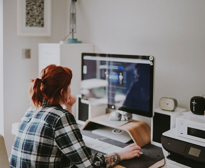 woman working on computer from home