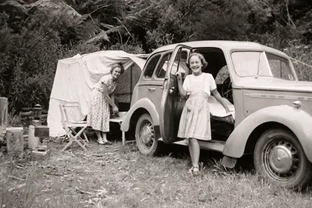 A young family car camping